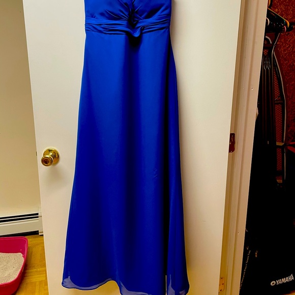 blue full length bridesmaids dress - Picture 4 of 4